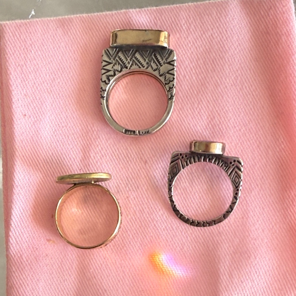 Sterling Silver Lapis Stackable Rings - Blue Gold… - image 2